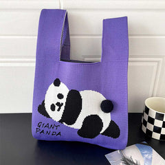 Bolso de punto elegante con diseño de panda