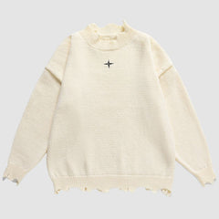 Irregular Raw Edge Knit Pullover