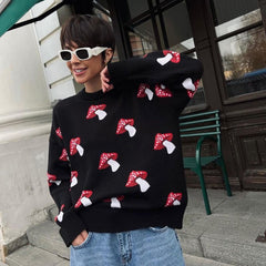 Oversized Mushroom Printed Sweater