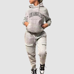 Letter Printed Hoodies & Cargo Pant Set