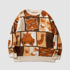 Lovely Tiger Stitching Knit Sweater