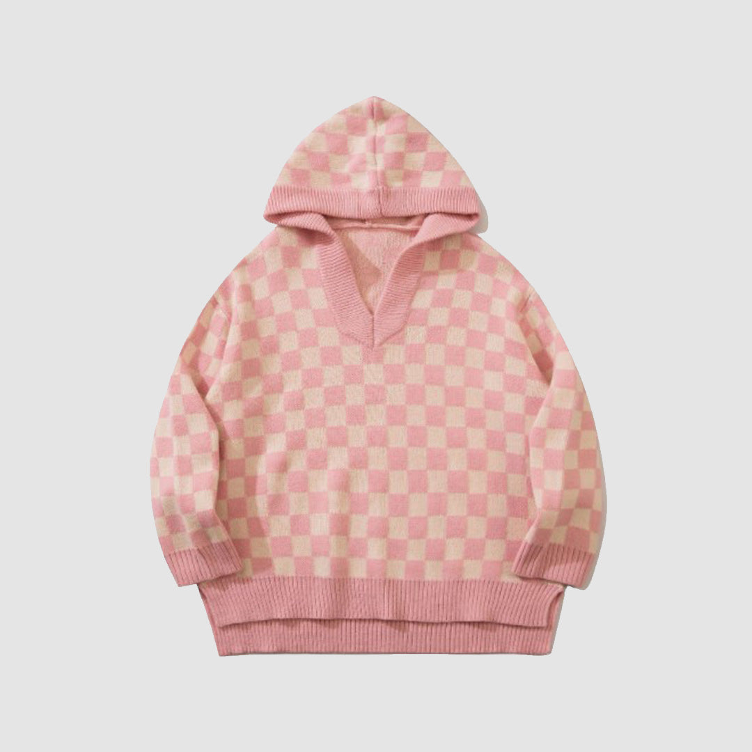 Checkerboard Hooded Sweater