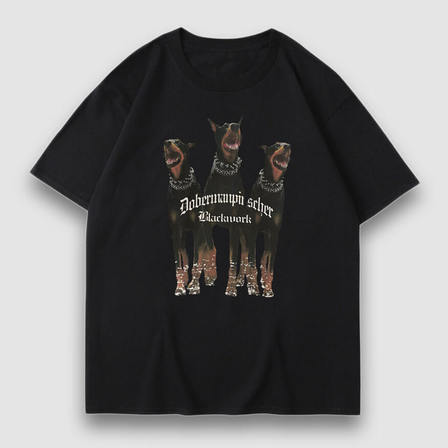 Vintage Dobermann Pinscher Print T-Shirt