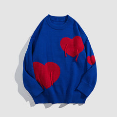 Three Heart Pattern Knit Sweater