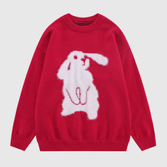 Rabbit Pattern Embroidered Pullover