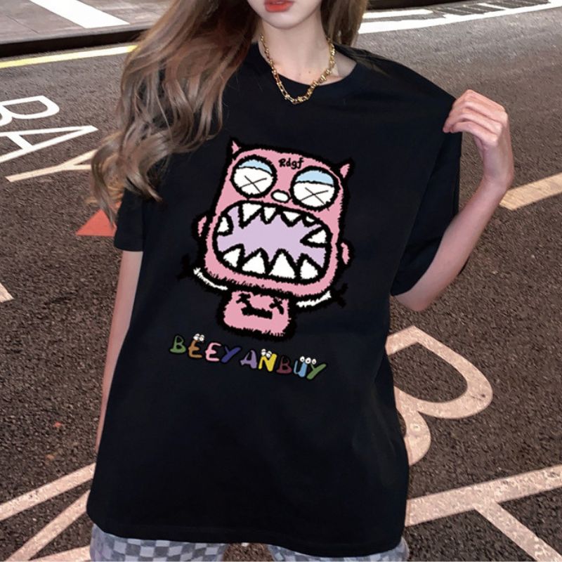 Camiseta estampada con estampado de monstruo lindo