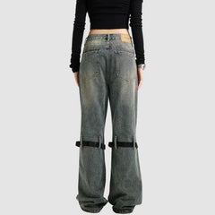 Belt-Paneled Cargo Jeans