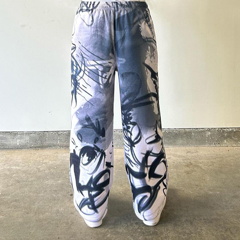 Pantalones casuales con estampado digital 3D de grafiti