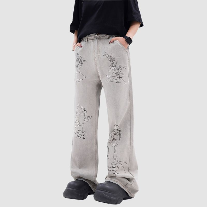 Jeans con diseño estampado artístico