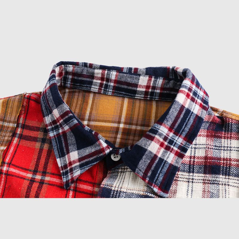 Hip Hop Contrast Plaid Shirts