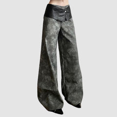 Sfumato Pattern Design Suede Wide Leg Pants