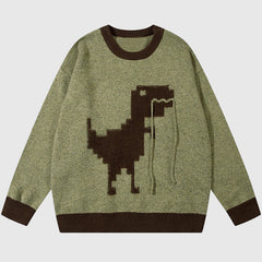 Pullover mit Cartoon-Dinosaurier-Stickerei