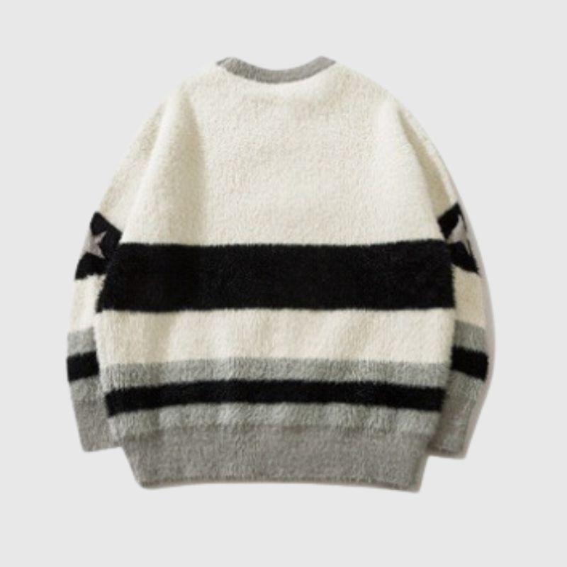 Cartoon Dragon Striped Versatile Knit Sweater