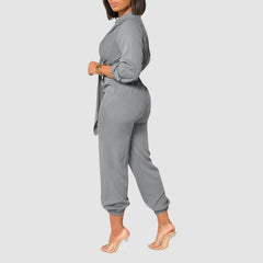 Jumpsuits mit V-Ausschnitt und Bindeband