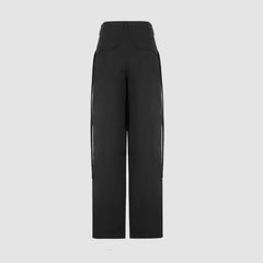 High Waist Pleated Lace-up Yamamoto Pants