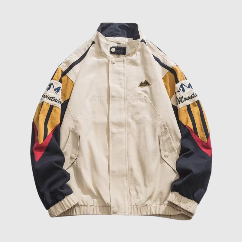 Chaqueta de cuello alto con bloques de color y corte relajado