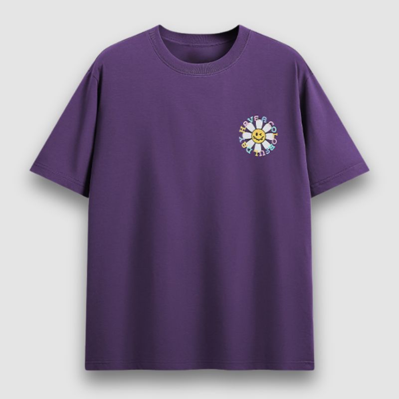 T-Shirt mit strukturiertem Sonnenblumen-Print