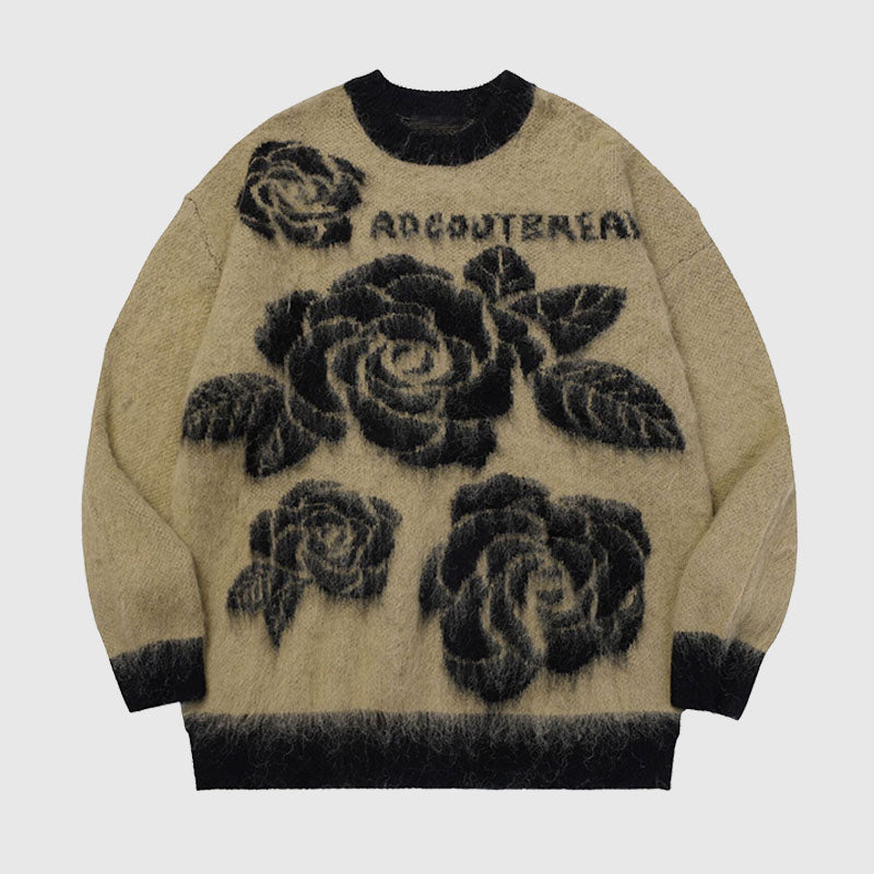 Rose Pattern Printed Pullover