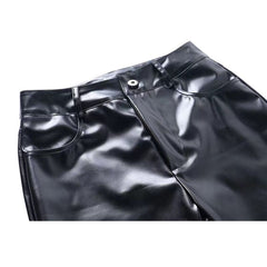 Pantalones de cuero sencillos de cintura alta