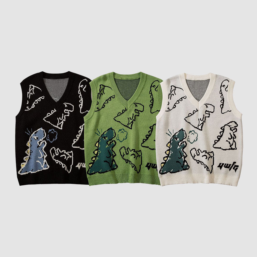 Westenpullover mit Dinosaurier-Print