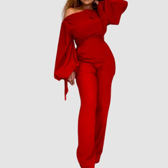 Off Shoulder Wide Leg Jumpsuit