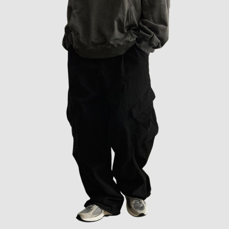 Side Pocket Patch Pleated Cargo Pants