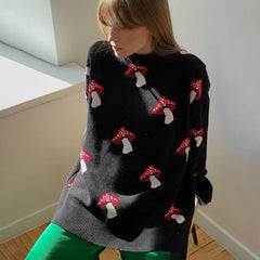 Übergroßer Pullover mit Pilz-Print