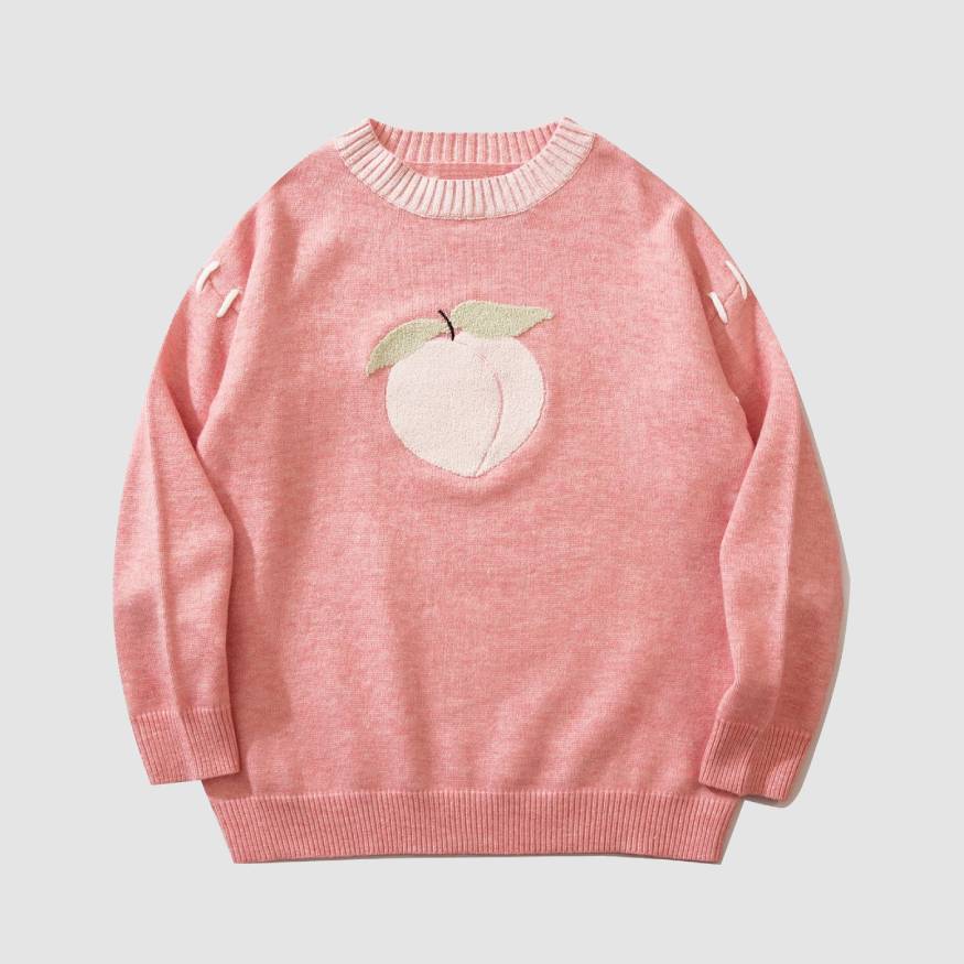 Cute Peach Pattern Sweater