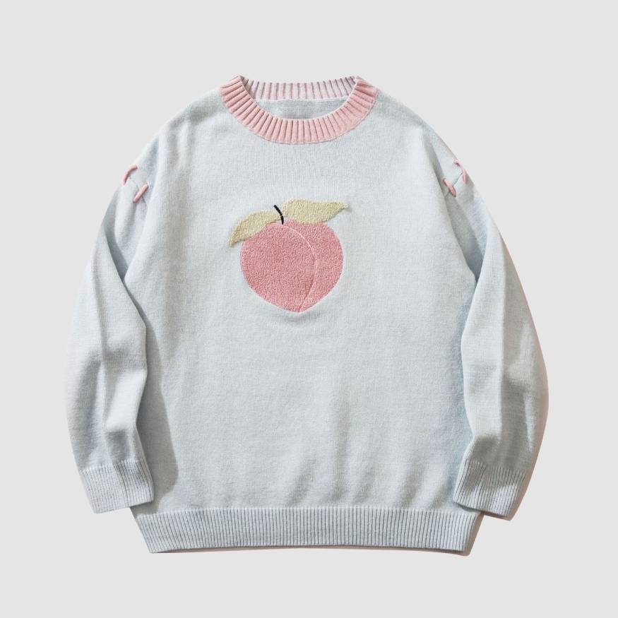 Cute Peach Pattern Sweater