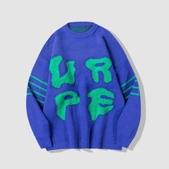 Creative Letters Print Knitted Sweater