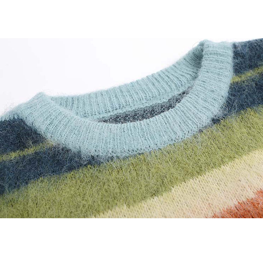 Color Striped Fuzzy Sweater