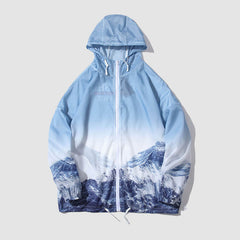 Mountain Pattern Hooded Sunproof QD Jacket