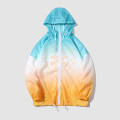 Chaqueta QD con capucha y protección solar de color degradado