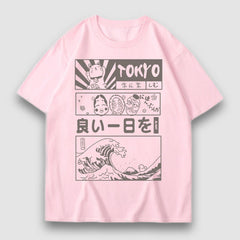 Camiseta con estampado de dibujos animados estilo Tokio