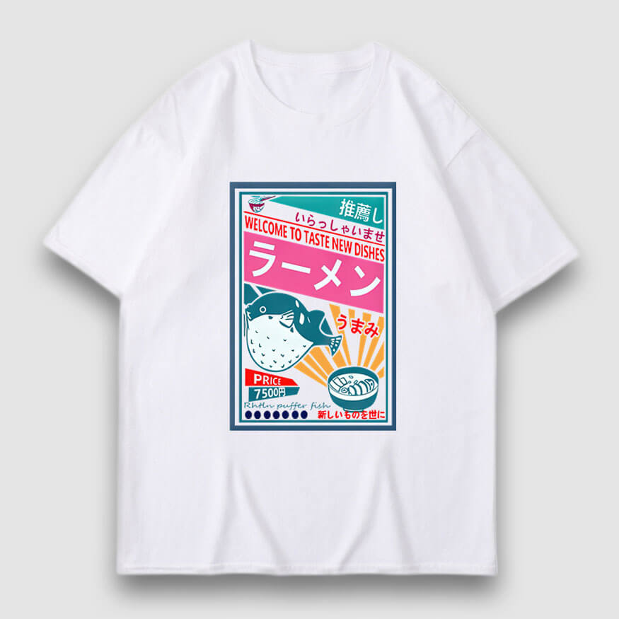 Camiseta con estampado de dibujos animados de póster de platos