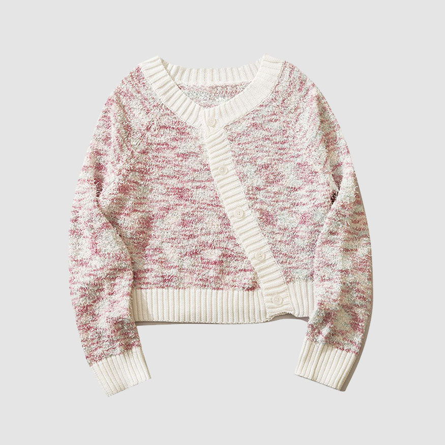 Marled-Knit Cropped Cardigan Sweater