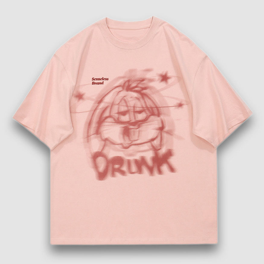 Drunk Cartoon Print Tee