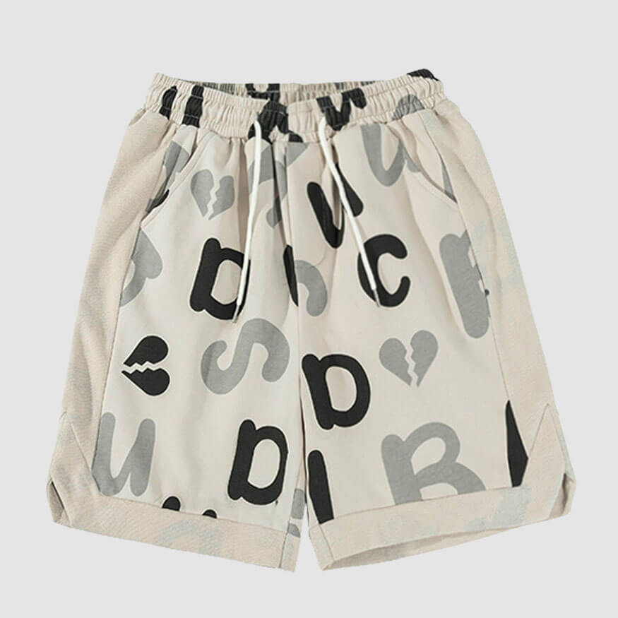 Sportshorts mit Kordelzug und Buchstaben-Print