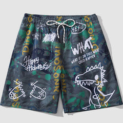 Shorts mit Kordelzug und Dino-Print