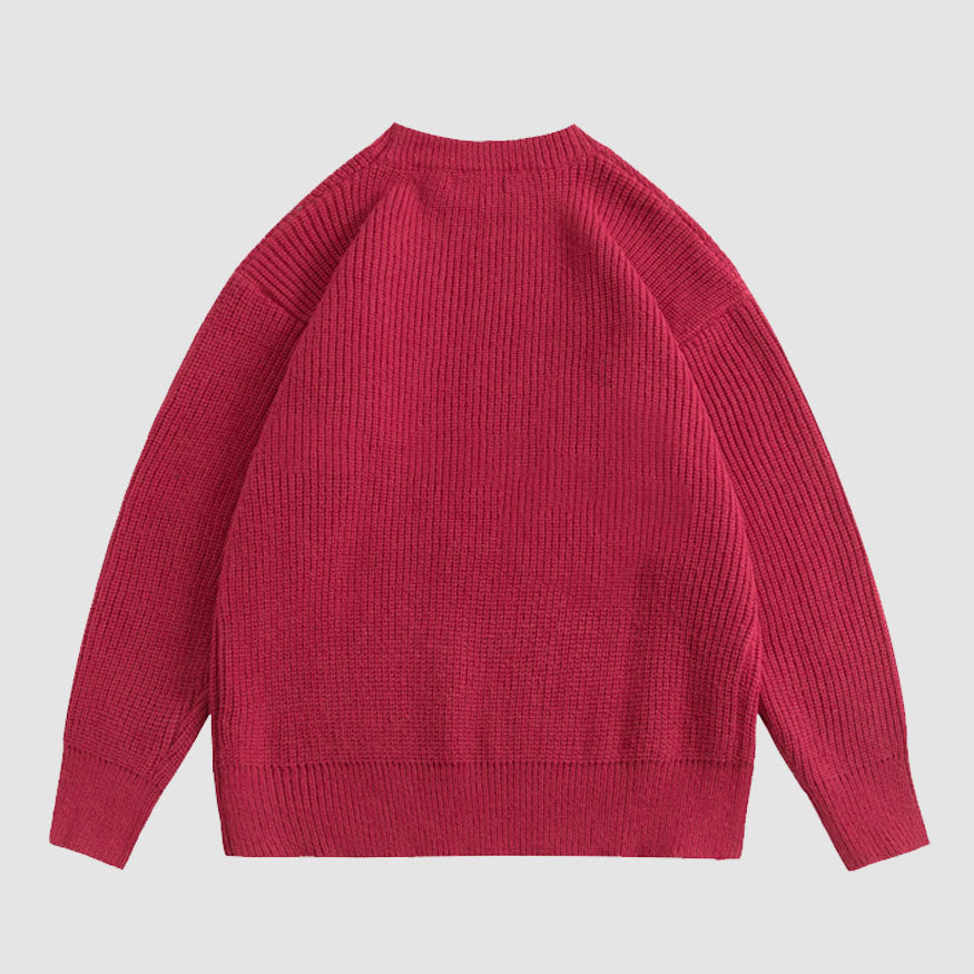 Garnkunstpullover mit Kaninchenmuster