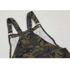 Stylish Letter Print Camo Overalls