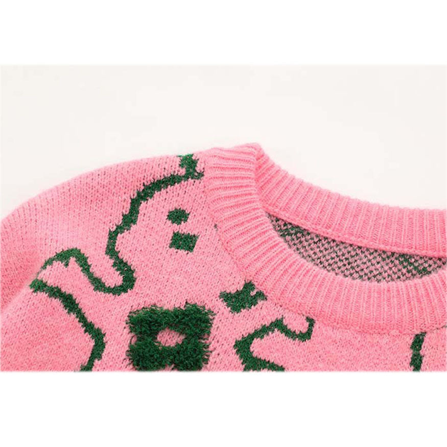 Umarmender Kaninchen Cartoon Strickpullover