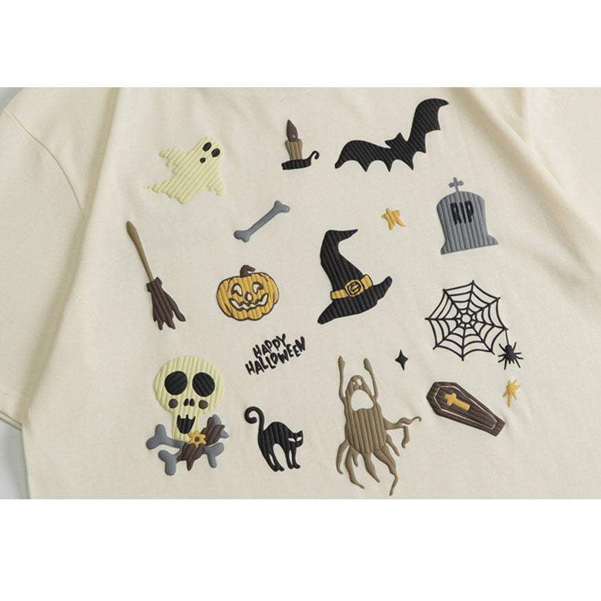 Camiseta con estampado de dibujos animados con ambiente de Halloween