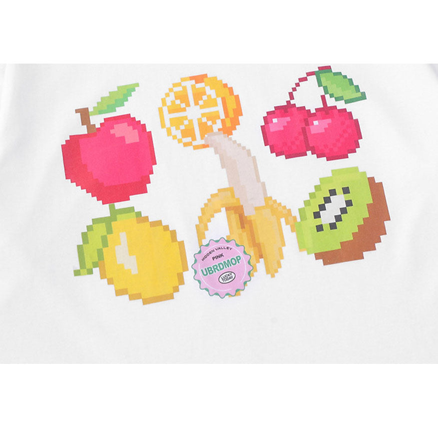 T-Shirt mit Frucht-Pixel-Art-Print