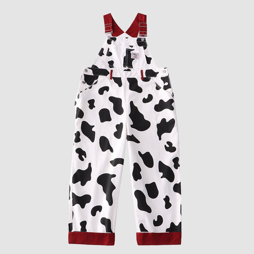 Childlike Cow Print Dungarees