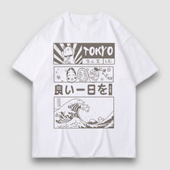 Camiseta con estampado de dibujos animados estilo Tokio