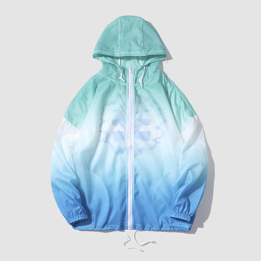 Chaqueta QD con capucha y protección solar de color degradado