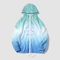 Chaqueta QD con capucha y protección solar de color degradado