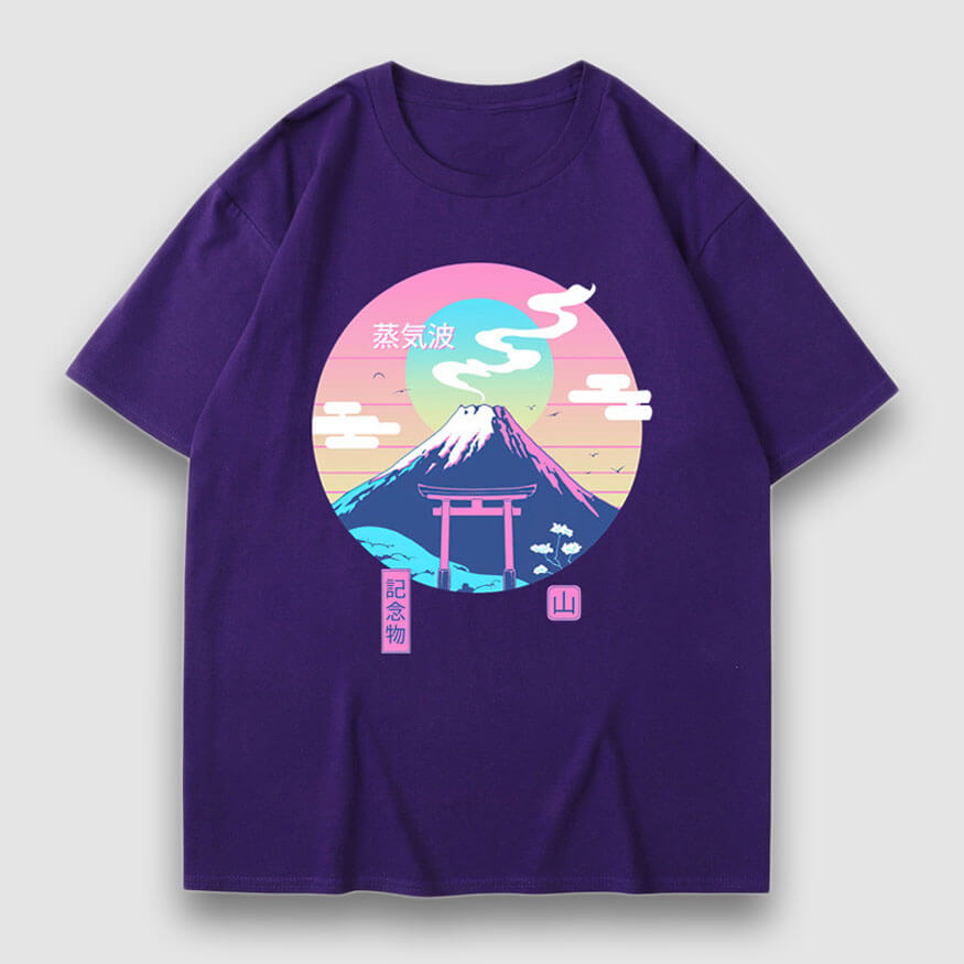 Camiseta con estampado de ilustración de montaña nevada