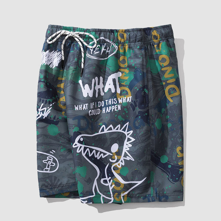 Pantalones cortos con cordón y estampado de dinosaurios